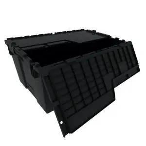 Heavy-Duty Attached Lid Plastic Tote
