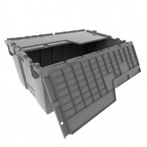Heavy-Duty Attached Lid Plastic Tote